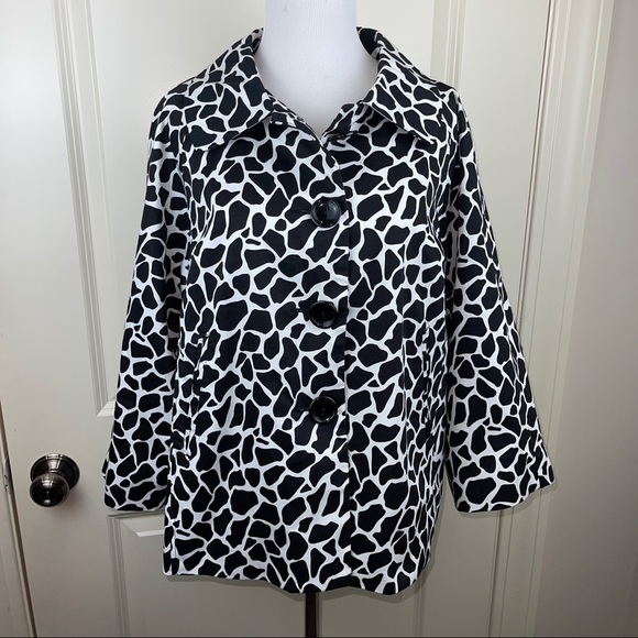 Appraisal Black & White Animal Print Midi Jacket L - Picture 12 of 12